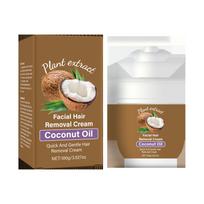 Gentle Coconut Oil Facial & Body Hair Removal Cream - Painless & Non-Irritating for Arms, Legs, and Underarms white