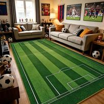 Futbolo Aikštės Ilgi Kilimai Pūkuoti Minkšti Didelio Plotas Svetainės Dekoro Kilimas Sporto Tema Miegamojo Filmų Peržiūros Kambario Grindų Kilimėlis 1.9x5.2ft(60x160cm)