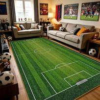 Futbolo Aikštės Ilgi Kilimai Pūkuoti Minkšti Didelio Plotas Svetainės Dekoro Kilimas Sporto Tema Miegamojo Filmų Peržiūros Kambario Grindų Kilimėlis 1.9x5.2ft(60x160cm)