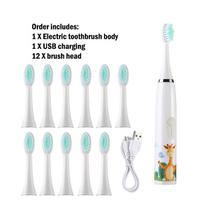 XiaomiChildren Electric Toothbrush Cartoon Kids With Replacement Head Ultrasonic  IPX7 Waterproof Rechargeable Sonic Toothbrush