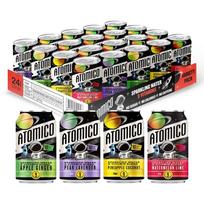 Atomico Zero Vitamin Sparkling Water 4-Piece Set (Pineapple, Coconut, Watermelon, Lime, Pear, Lavender, Apple, Ginger) 24 pcs 320ml gray