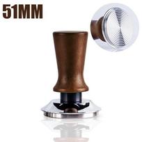 51/53/58MM Solid Wood Espresso Tamper Manual Press Coffee Tampers with Calibrated Spring Loaded Home Coffee Barista Accessories brown