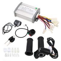 24V 1000W Motor Brush Controller Twist Throttle Front Light Switch Set Electric Bike Bicycle Controller Kit gray