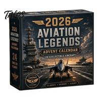 Aviacijos tematikos dekoras Lėktuvų Advento kalendoriai 2026, Lėktuvo žaislo atgalinės atskaitos kalendorius, 24 dienų Kalėdų kalendorius su modeliais, 2D akrilinė kolekcinė gray