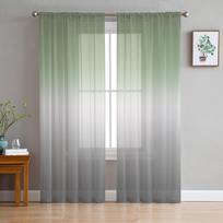 Turkio žalia Khaki spalvos gradiento permatomos užuolaidos svetainės dekoravimui Langų užuolaidos virtuvei Tulo, voile, organzos užuolaidos W135 x H115cm x1&Rod Pocket gray