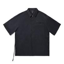 Li Ning X Jackie Chan Collaboration Kung Fu Series Comfortable Simple Loose Solid Color Versatile Casual Short Sleeve Shirt Men shirts Black ASHV021-1 L black