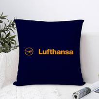 L-Lufthansa Vokietijos oro linijos Pagalvės užvalkalas Dekoratyvinis sofai Namų dvipusis spaudinys Pliušinis kvadratinis mesti pagalvę užvalkalai Pagalvėlės dekoras 12x12Inch orange