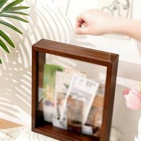 Shadow Box Travel Display Frame Double Sided Clear Case for Memorabilia Handicrafts Artwork 6 inch brown