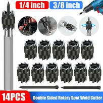3/8 colių taškinio suvirinimo dvipusio pjaustytuvo nuėmiklis lengvai atskiriamas HSS grąžto suvirintojo pjovimo įrankių rinkinys 14pcs