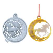 Christmas Tree Ornament Mould Epoxy Resin Horse Hanging Pendant Mould Nonstick Silicone Mold for Jewelry Making 1 white