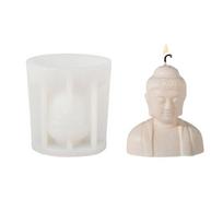 Buddha Candle Silicone Mold DIY 3D Gypsum Epoxy Resin Ornaments Making Buddha Shape Soap Mould Home Handicraft Decor white