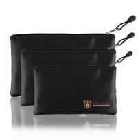 Ugniai atsparus silikonu padengtas saugus pinigų dokumentų maišelis, pinigų dokumentai, papuošalai ir pasas 27*16cm black