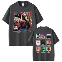 Kanye West  All Albums  Vintage Hip-Hop Graphic T-shirt, Unisex Cotton Summer Casual Oversized T-shirts S black