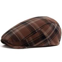 Thin Plaid Beret Women Men Fashion Vintage Visor Hat Casual Female Newsboy Caps Retro Flat Cap For Summer Spring Autumn New kava