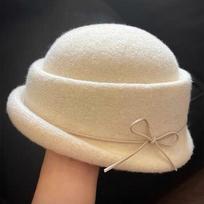 Black Wool Top Hat Beret Women'S Autumn Winter French Style Women'S Elegant Hat Fashionable Fisherman Hat smėlis
