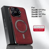 For XiaoMi 17T 15T Pro Case New Business Magnetic Plain Leather PC Anti-drop Cover For XiaoMi 17T Pro Shockproof Bumper Funda xiaomi 15T brown