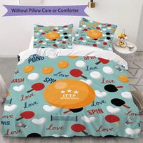 Playful Ping Pong Pattern Bedding uilt Set uilt Cover Pillowcase Home Decoration Birthday Gift (1 * duvet cover + 2 * pillowcase without core) 140x200cm white
