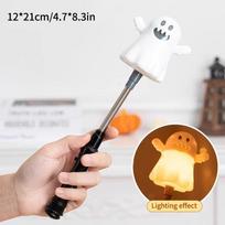 Halloween Hand Shaker Sticks Pumpkin Ghost Stick Halloween Party Favor Gifts Halloween Glowing Light Hand Shaker Flashlight As picture black
