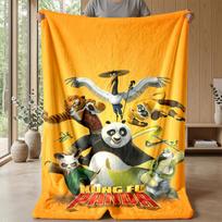 Kung Fu Panda jaukus flanelinis pledas, patogus šiltas užklotas miegamajam, sofai, namų naudojimui 80cmx120cm orange