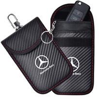 For Mercedes Benz W211 W203 W204 W210 W124 AMG W202 W212 W222 Car Key Case Signal Blocker Bag RFID Shielding Pocket Accessories gray