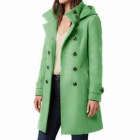 Elegant Lady Solid Color Slim Commute Coat Autumn Winter New Single Breasted Outerwear Fashion Hoodies Long Sleeve Woolen Jacket S žalia