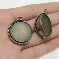 Priedai Dalys Besisukanti Apvali Stiklo Kabošono Pagrindo Laikiklis Vaikų Juvelyrikos Medžiagos TA019 A10-5pcs-25mm black