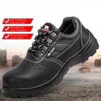 Labor Protection Shoes Anti-Smash and Anti-Puncture Lightweight Steel Toe Cap Dustproof and Breathable Protective Work Shoes 46 black