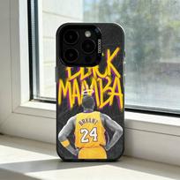 Basketball Fan K-Kobe B-Bryant Phone Case For iPhone 17,16,15,14,13,12,11 Plus,Pro Max,XS,Colored Silver Plated Inside Cover iPhone15 black