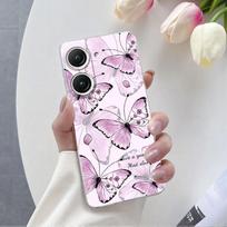 Asus Zenfone 9 10 dėklas Prabangus telefono dėklas Asus Zenfone 10 Mėlynas drugelis Gėlė Skaidrus minkštas silikoninis apsauginis dangtelis Asus Zenfone 9 white