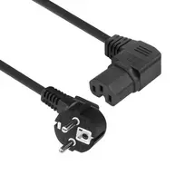 ACT maitinimo laidas CEE 7/7 vyriškas (kampuotas) - C15 (kampuotas į dešinę) IEC60320 juodas 2 m