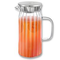 Grooved glass pitcher with lid wilmax 1000 ml for drinks water juices