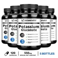 XEMENRY Potassium Gluconate 90mg Capsules 120pcs — Electrolyte Balance, Daily Nutrition, Muscle Wellness 120*5