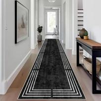 Minimalist Geometric Runner Rug Non Slip Easy Clean Long Floor Mat Indoor Hallway Bedroom Home Decor 50x160cm 20x63inch gray
