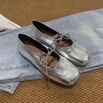 Women Retro Square Toe Mary Jane Ballet Flats With Butterfly Knot Hollow Out Design Soft Sole Casual Shoes 40 black