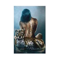 Leopardo Gyvūno Interjero Drobės Tapyba Seksas Kūnas Nuoga Moteris Sienos Menas Plakatas Spaudinys Sienos Paveikslas Svetainei Namų Dekoravimas Be Rėmo 21*30cm No Frame gray