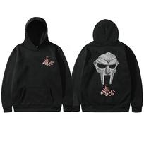 Rapper Mf Doom Madvillain Metal Mask Face Double Sided Print Hoodie Male Oversized Pullover Men's Rap Vintage Hoodies L gray