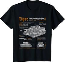 Tigras Tankas Panzer PzKpfw VI Antrojo Pasaulinio Karo Brėžinys Vyriški Marškinėliai Trumpomis Rankovėmis Laisvalaikio 100% Medvilnės Marškiniai L gray