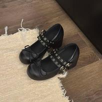 Shoes girl spring Mary Jane shoes bow height increase design thick heel ballet ballet feeling thin thin cute punk 40 juoda