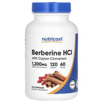 Nutricost, Berberine HCl, su Ceilono cinamonu, 1200 mg, 120 kapsulių (600 mg vienoje tabletėje)