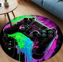 Circular Game Controller Design Fresh Outdoor Carpet Suitable for Living Room Bedroom Office Coffee Shop Living Room Carpet 80cm x 80cm green