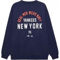 New Era FW24 MLB New York Yankees American Street Style Pullover Crewneck Printed Fleece Sweatshirt Unisex sweatshirt Navy-Blue 14470769 M gray