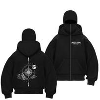Naujas striukės-hoodie su užtrauktuku Ninja balaklava Neleiskite juodos spalvos Aukščiausios kokybės miesto gatvės drabužiai Kasdienai Formaliems renginiams Y2K XL black