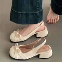 Fashion Women High Heels Sandals Dress Mary Janes Shoes Fashion Chunky Pumps Woman Slippers 2025 Summer Trend Brand Sandalias De Mujer 36 smėlis