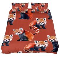 Kawaii Raudonasis panda antklodės užvalkalų komplektai Karalienės Karaliaus dydžio Lengvi antklodžių užvalkalai Miegamojo dekoras Mieli gyvūnų patalynės komplektai Be antklodės AU Single(140x210cm)