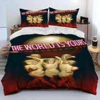 Movie Scarface Tony 3D Printing Comforter Bedding SetDuvet Cover Bed Set Quilt Cover PillowcaseKing Queen Size Bedding Set Kid EU Single(135*200cm)3pcs gray