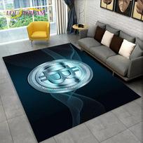 Bitcoin virtualios valiutos kilimas didelis, kilimėlis svetainei, miegamajam, sofai, žaidimų kambariui, prie durų dekoras, neslystantis vaikiškas grindų kilimėlis 40x60cm(15x23in) gray