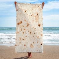 Mexican Burrito Food Beach Towel Blanket Lightweight Absorbent Quick Dry Sand Free Swimming Shower Pool Bath Towels Boys Girls 50x30cm beige