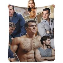 Henry Cavill nuotraukų koliažas Mesti pledas Kompaktiškas šiltas pledas Automobiliui Kelionei Size: 130*170cm, Weight: 230 GSM