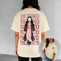 Anime Demon Slayer Nezuko T Shirt White Cotton Graphic Short Sleeve Tee Cute Kawaii Print For Casual Otaku Daily Wear 4XL white