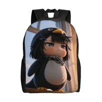 Atgal į mokyklą sezonas Gugu Gaga Pingvinas Anime Mergaitė Ant Palangės Kuprinė Vyrams Moterims Suaugusiems Geros Kokybės Kuprinė One Size gray